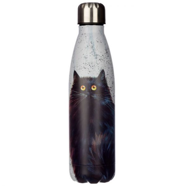 Kim Haskins Černá Kočka láhev z nerezové oceli na tepelnou izolaci nápojů 500ml 1 - pro milovníky koček