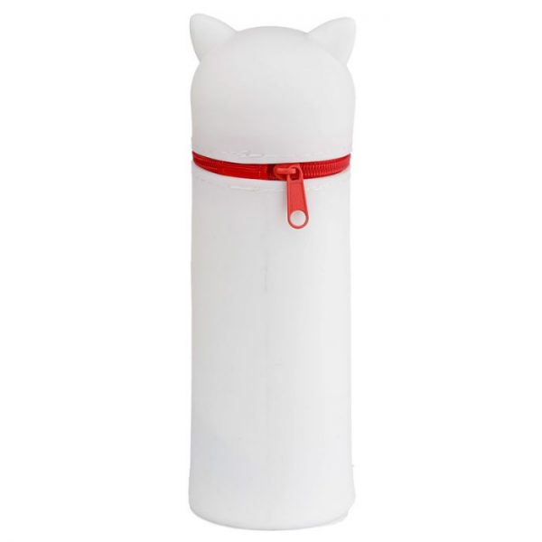 Silikonový penál kočka štestí maneki neko- bílá 2 - pro milovníky koček