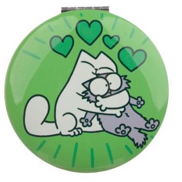 Kompaktní zrcátko s motivem Simon’s Cat - zelené 1 - pro milovníky koček