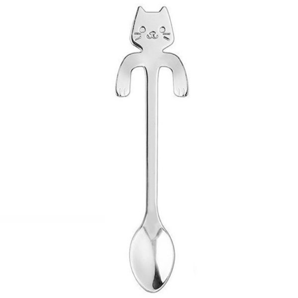 Kovová lžička s motivem kočky - stříbrná 1 - pro milovníky koček